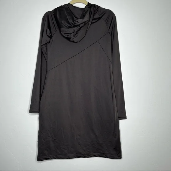 Betabrand Red Eye Charcoal Gray Long-Sleeve Travel Dress Size Small Hooded - Picture 2 of 13